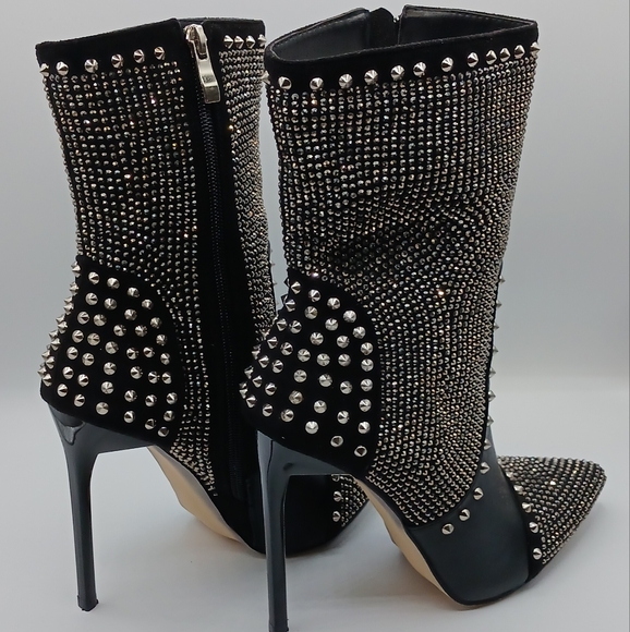 AKIRA Shoes - MSRP $258 Rhinestone Black Stiletto Boots